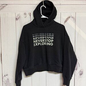 The North Face Cropped Graphic Hoodie Women’s Large Black EUC